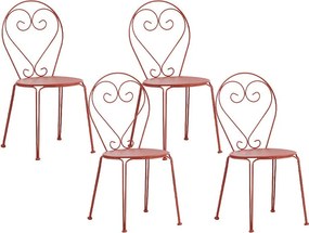 Zestaw 4 sztaplowanych krzeseł ogrodowych  z metalu w stylu kutego żelaza – kolor terracotta - GUERMANTES