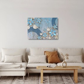 Obraz na szkle - Niebieskie kwiaty (70x50 cm)