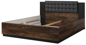 Łóżko SIGMA 160x200 dąb flagstaff srebrny/czarny mat z pojemnikiem HELVETIA
