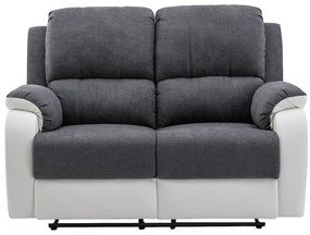 Kanapa 2-osobowa z funkcją relax z mikrofibry i ekoskóry Kolor szary i biały BRODY