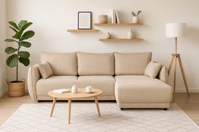 Narożnik prawy Loren z funkcją spania 255x165x91 cm – tkanina Raven 24 kremowa