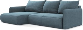 Narożnik lewostronny z funkcją spania - z tkaniny strukturalnej - jasny niebieski - NANEA