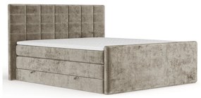 Jasnobrązowe łóżko kontynentalne ze schowkiem 200x200 cm Ava – Maison de Rêve