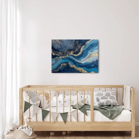 Obraz - Abstrakcyjny niebiesko-złoty marmur (70x50 cm)