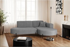 Narożnik w kształcie L Modena Rein, tkanina Noel, Popielaty, Prawy