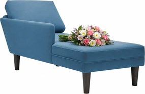 Niebieski aksamitny szezlong z poduszką H0-S25