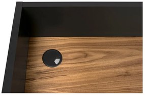 Czarne biurko z elementami z dekorem drewna orzecha TemaHome Volga Walnut