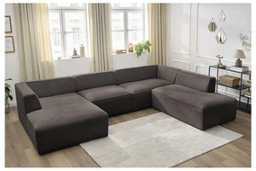 Brązowy sztruksowy narożnik modułowy (prawostronny/w kształcie litery U) Megeve – Bobochic Paris