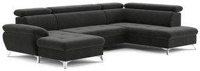 Narożna rozkładana sofa z pojemnikiem U CATANIA prawa grafit
