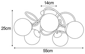 Pięcioramienna nowoczesna lampa sufitowa - A207 Horizonte 5X