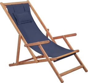 Granatowy drewniany leżak plażowy T6-G79
