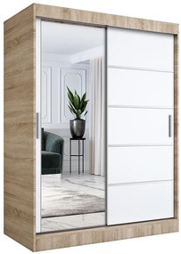 Szafa przesuwna dąb sonoma + biały 150 cm - Ebia 4X