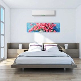 Obraz - Wazon z różowymi kwiatami (170x50 cm)