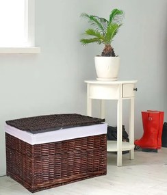Brązowy kosz wiklinowy z pokrywą do pralni H2-H72