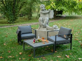 Komplet kawowy ( 2 x fotel + stolik) MOSTRARE z szarego aluminium