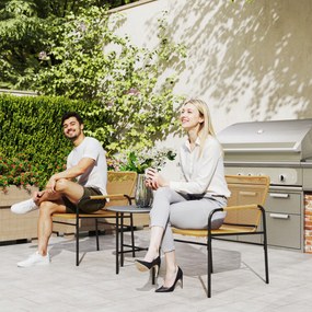 Outsunny 3-częściowy zestaw bistro z rattanu, komplet mebli ogrodowych, 2 krzesła ogrodowe, stolik 54 x 66 x 76 cm, żółty