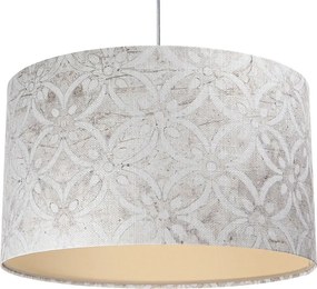 Szaro-kremowa lampa wisząca ze zdobionym abażurem - S363 H3-W69