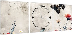 Obraz - Łąka w betonie (z zegarem) (90x30 cm)