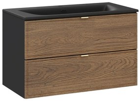 Szafka pod umywalkę TALIA CASELLA 2S 80cm dąb casella/czarny mat COMAD