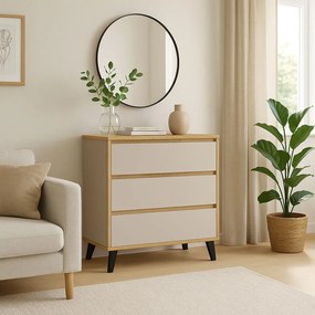 Komoda z 3 szufladami do sypialni dąb artisan + kaszmir G2-S61