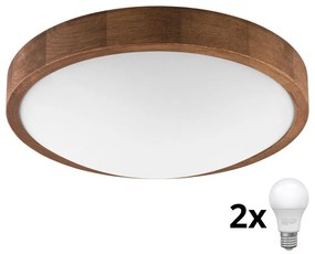 Brilagi - LED Plafon CARVALHO SLIM 2xE27/60W/230V dąb wiśnia śr. 37 cm