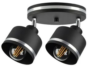 Lampa czarna sufitowa z dwoma reflektorami P2-S43