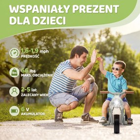 AIYAPLAY Elektryczny Motorower dla Dzieci, 6V Motorower dla Maluchów z Muzyką, Bąbelkami 2,5-3 km/h, dla Dzieci 2-5 Lat