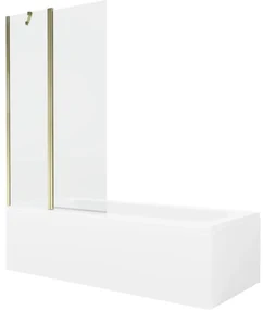 Mexen Vega wanna prostokątna 150 x 70 cm z obudową i parawanem 1-skrzydłowym 100 cm, transparent, złoty - 550115070X9410115000