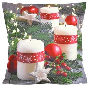 Świąteczna poszewka na poduszkę Candle czerwona, 40 x 40 cm