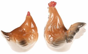 Ceramiczna dekoracja Kurka i kogut, 8 x 8 x 6 cm,zestaw 2 sztuki