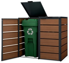Zabudowa śmietnikowa 240L dwukomorowa, antracyt - orzech