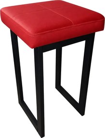 Taboret Solid podstawa metalowa stołek loft Eko-skóra : Kolor Stelaża - Czarny , Kolor tkaniny - EKO-SKÓRA - 15D, Typ tkaniny - Eko-skóra , Wysokość - 60 cm