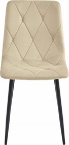 PROMOCJA Jasnobeżowe aksamitne krzesło do jadalni LIBRA z czarnymi nogami II jakość