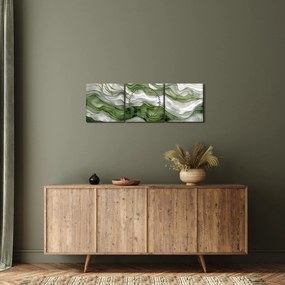 Obraz - Zielone i białe zmarszczki (z zegarem) (90x30 cm)