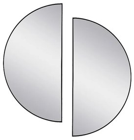 Zestaw 2 designerskich półokrągłych luster z metalu - Dł.50 x Wys.100 cm - Czarne - GAVRA