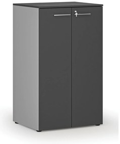 Szafa biurowa z drzwiami PRIMO GRAY, 3 półki, 800 x 640 x 1335 mm, szary/grafit