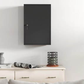 kleankin Wisząca szafka na leki, szafka łazienkowa z 3 półkami, 2 klucze, czarna, 40 x 18 x 60 cm | Aosom PL
