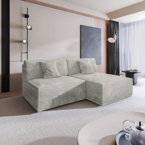Masseno Narożnik FIORO z funkcją spania i pojemnikiem na pościel Narozniki L, Rozkładana sofa - Jasnoszary, TILIA 83