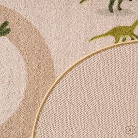 Dywan dziecięcy Coco Dinozaury beżowe koło 200 cm x 200 cm