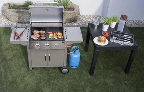 Grill gazowy OKLAHOMA BBQ, 4 palniki, z reduktorem, srebrny Penta CZ