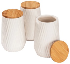 Pojemniki kuchenne ceramiczne DIAMOND, bambusowa pokrywa, 3 x 0,6 l, WENKO