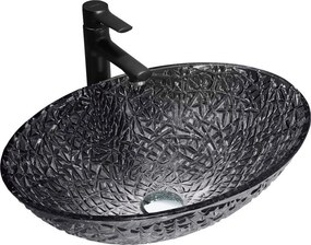 Mexen Goa szklana umywalka nablatowa 50 x 36 cm, czarna - 24085070
