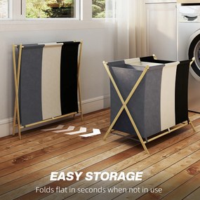 HOMCOM Kosz na pranie z 3 przegrodami 129L Składany Organizer do Pralni Sypialni Wielokolorowy | Aosom PL