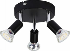 NETTLIFE 3 punkty sufitowe GU10 z czarnego, metalowego, regulowanego stylu industrialnego do wnętrza korytarza, kuchni, salonu, sypialni, jadalni