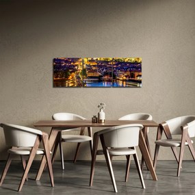 Obraz - Most Karola, Praga, Czechy (z zegarem) (90x30 cm)