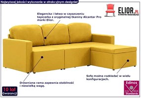 Rozkładana sofa modułowa żółta tkanina - Odi 4Q