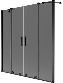 Mexen Velar Duo parawan nawannowy 2-skrzydłowy rozsuwany 150 x 150 cm, grafit, czarny - 896-150-000-42-70