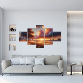 Obraz – Zachód słońca na polu (125x70 cm)
