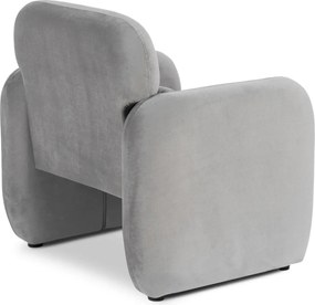 Szary welurowy fotel nowoczesny z podłokietnikami E2-D20