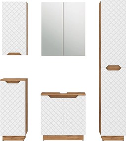 Zestaw mebli łazienkowych dąb/biały ze strukturą płytek 59.8x32x62.1 lotta